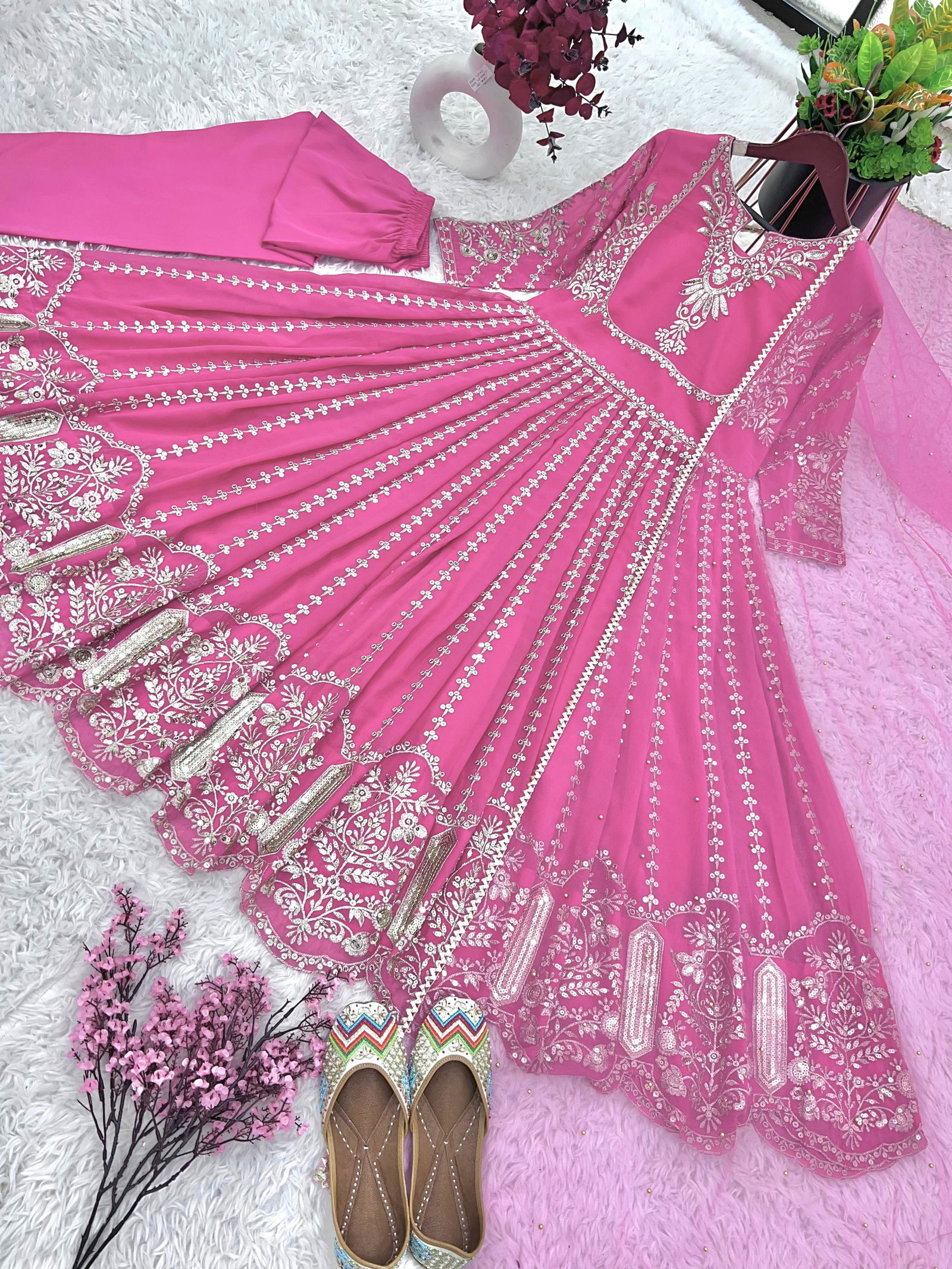 NSR 817 Embroidery Faux Georgette Anarkali Readymade Suits Wholesale Shop In Surat